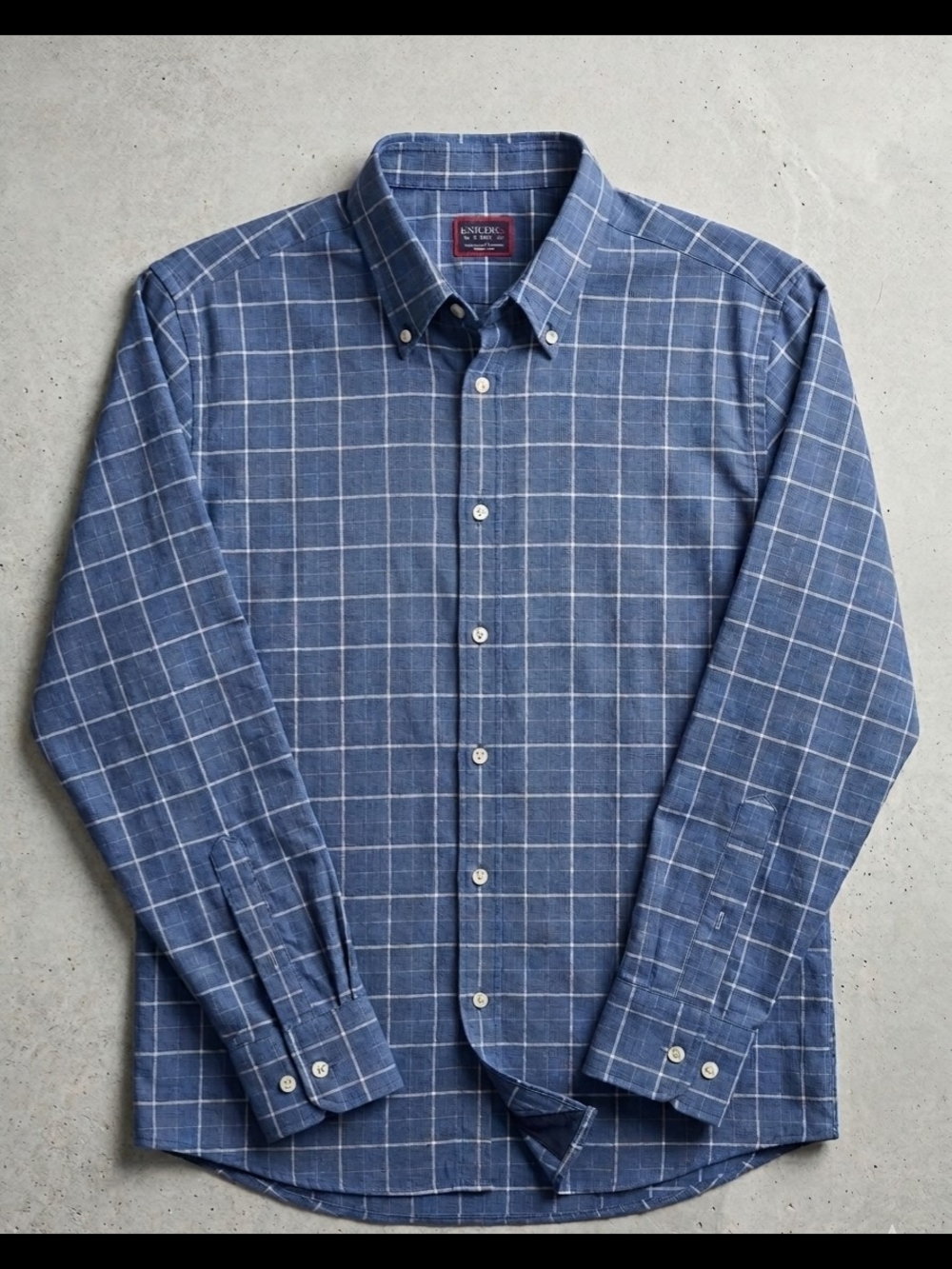 UNTUCKit Men's Large 'Otranto' Regular Fit Blue Grid Plaid Long Sleeve Shirt